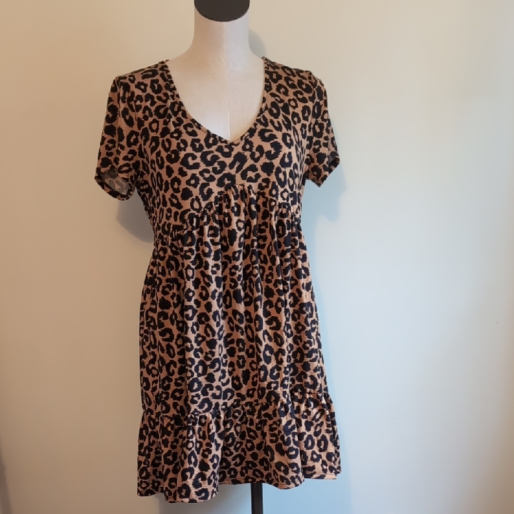 Blue Rain Animal Print V-Neck Dress